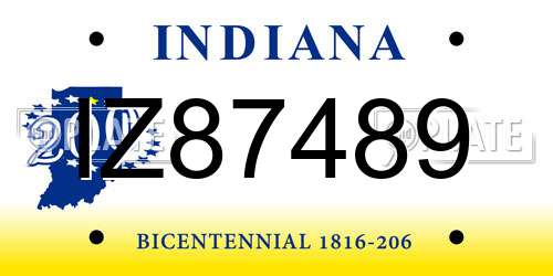 IZ87489 Indiana License Plate