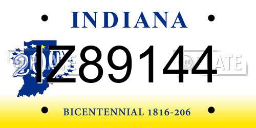 IZ89144 Indiana License Plate