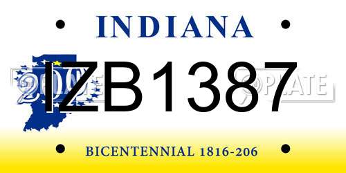 IZB1387 Indiana License Plate