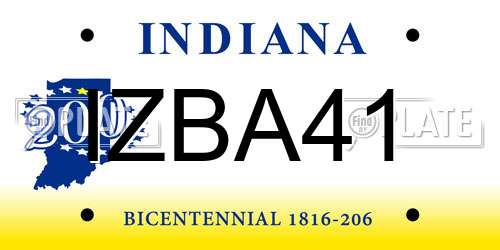 IZBA41 Indiana License Plate