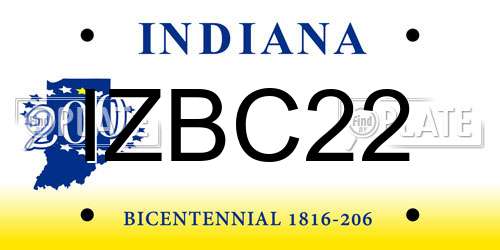 IZBC22 Indiana License Plate