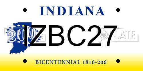 IZBC27 Indiana License Plate