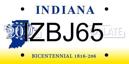 IZBJ65 Indiana License Plate