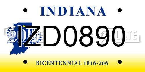 IZD0890 Indiana License Plate