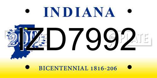IZD7992 Indiana License Plate