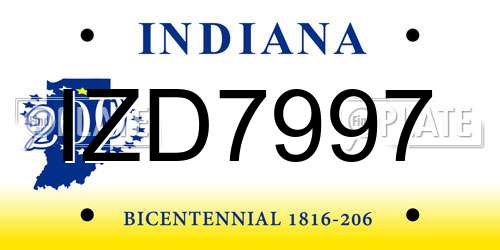 IZD7997 Indiana License Plate