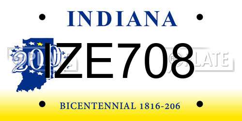 IZE708 Indiana License Plate