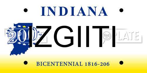 IZGIITI Indiana License Plate