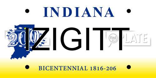 IZIGITT Indiana License Plate