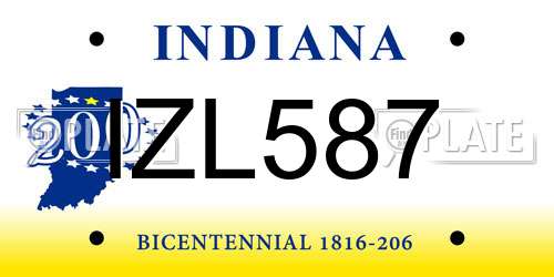 IZL587 Indiana License Plate