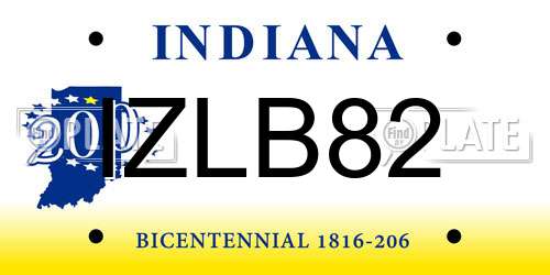 IZLB82 Indiana License Plate