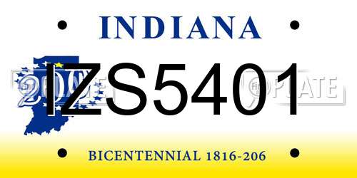 IZS5401 Indiana License Plate