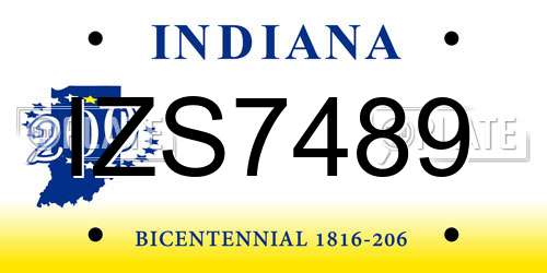 IZS7489 Indiana License Plate
