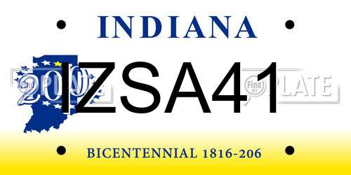 IZSA41 Indiana License Plate