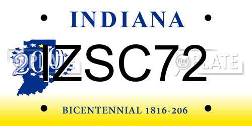 IZSC72 Indiana License Plate