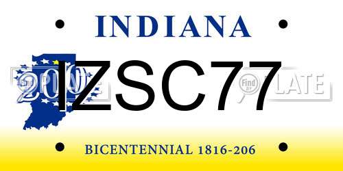 IZSC77 Indiana License Plate