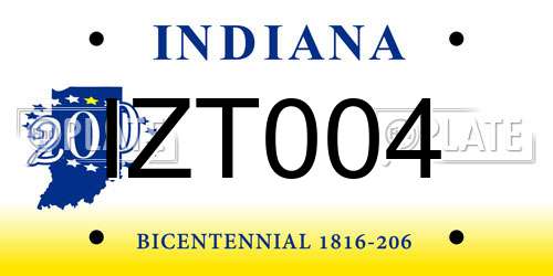 IZT004 Indiana License Plate