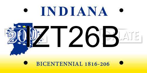 IZT26B Indiana License Plate