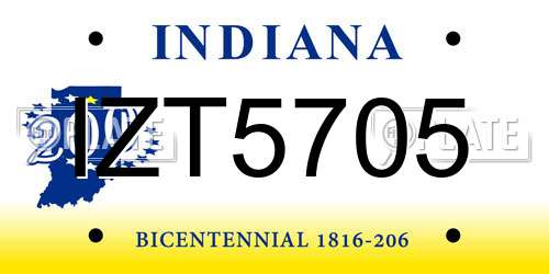 IZT5705 Indiana License Plate