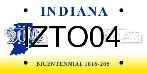 IZTO04 Indiana License Plate