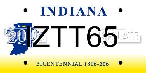 IZTT65 Indiana License Plate