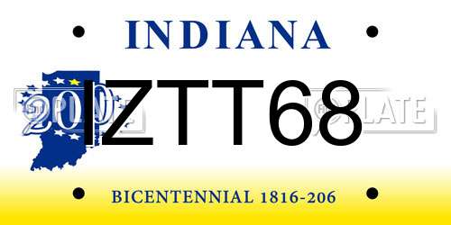 IZTT68 Indiana License Plate