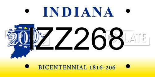 IZZ268 Indiana License Plate