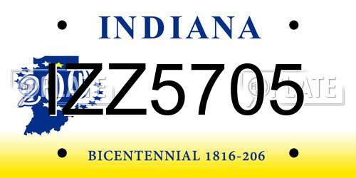 IZZ5705 Indiana License Plate
