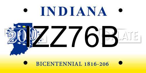 IZZ76B Indiana License Plate
