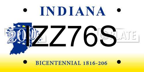 IZZ76S Indiana License Plate