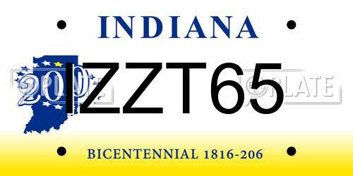 IZZT65 Indiana License Plate