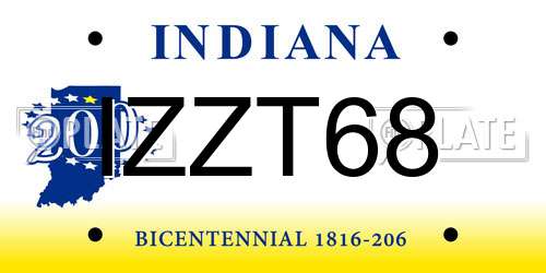 IZZT68 Indiana License Plate