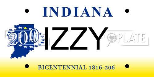 IZZY Indiana License Plate