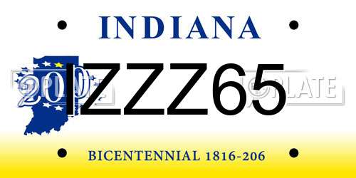 IZZZ65 Indiana License Plate