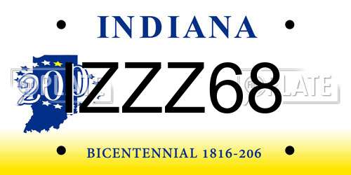 IZZZ68 Indiana License Plate
