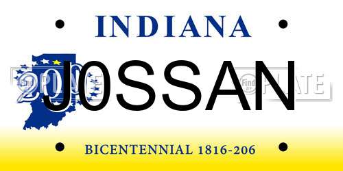 J0SSAN Indiana License Plate