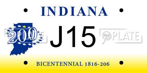 J15 Indiana License Plate