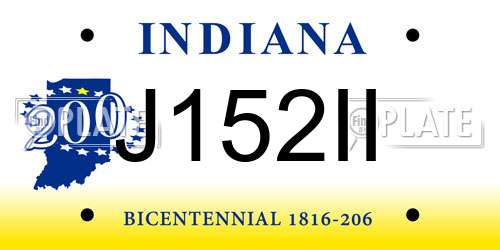 J152II Indiana License Plate