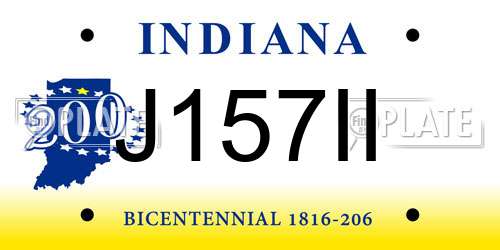 J157II Indiana License Plate