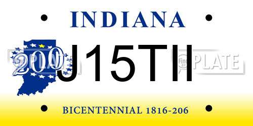 J15TII Indiana License Plate