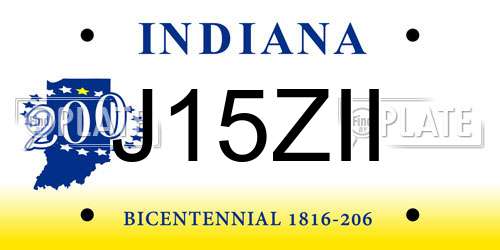J15ZII Indiana License Plate