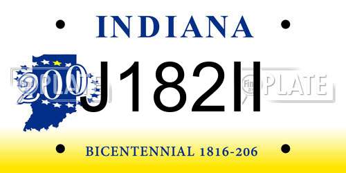 J182II Indiana License Plate