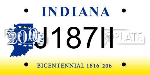 J187II Indiana License Plate
