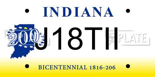 J18TII Indiana License Plate