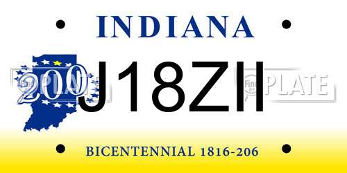 J18ZII Indiana License Plate