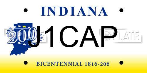 J1CAP Indiana License Plate
