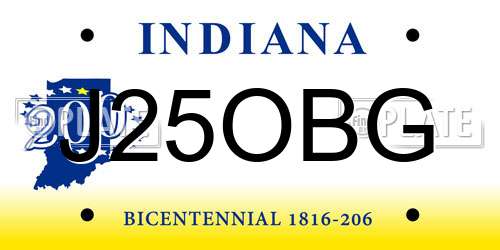 J25OBG Indiana License Plate