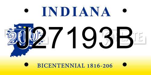 J27193B Indiana License Plate