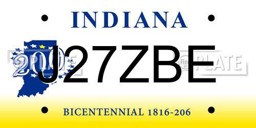 J27ZBE Indiana License Plate
