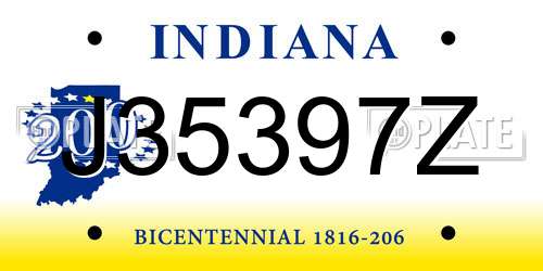 J35397Z Indiana License Plate